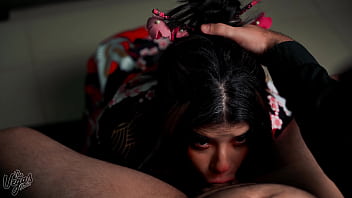 How cute do I look sucking cock in my new kimono from Anime Dakimakura Pillow?