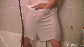 Nice teenager stroking in the shower