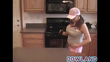 Chubby MILF Brandy Talore Rides Thick Bottle in Kitchen at Home