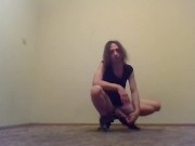 Nude Transgirl Kneeling in Jeans | Self-Photography Posing
