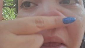 I scratch my nose hard