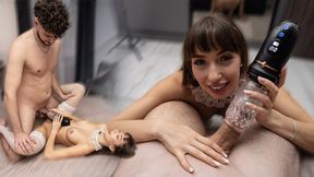 Surprised Housekeeper Learns How To Use Revolve X Vibrating Masturbator