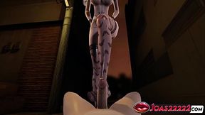 Halloween Witch Elsa gets a titjob and footjob
