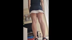 Play with feet, sexy sandals and fake cum, fat pussy