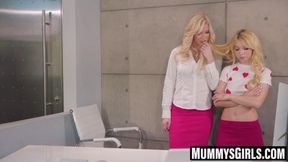 Office slut Kenzie Reeves double teamed by older women