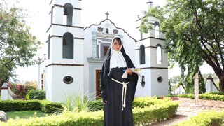 Latina dressed as a nun is ready to act super sinful