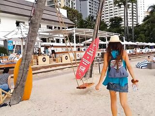NO PANTIES at Beach Party # Flashing in Public