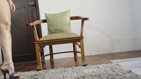 Sexy Milah invites you to rub on her sexy crossed legs in her new blue Kiara clogs