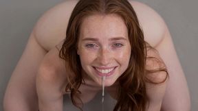 freckled brunette blowjob and cumshot [ai generated]