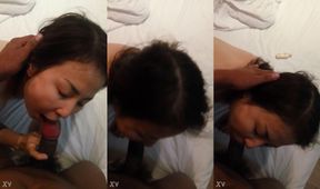 Watch this hot Chinese MILF suck and deepthroat a big black cock