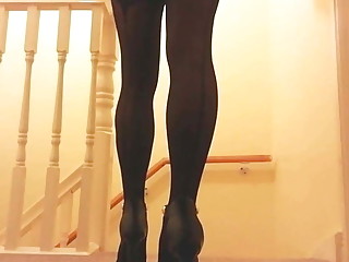 CD Legs in Sexy Black Seamed Pantyhose