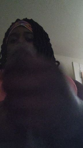 Ebony T-girl Ana Edges Her Cock up Close