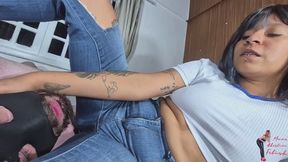 Face sitting in jeans, part 2, Anita Perversa and Slave, FULL HD