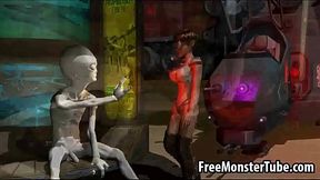 3D Anime Babe Sucks Dick Outdoors Then Gets Fucked By Alien