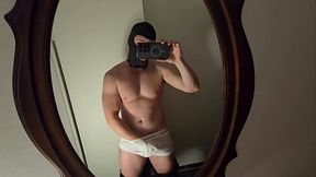 Handsome Young Daddy PhantomGentX Pumps Post-Work Ungroomed in Sweaty Underwear Mirror