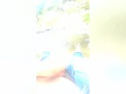 Angel Fowler masturbating publicly on the puffy jacket near waterfall - Tik Tok