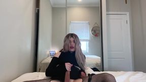 Blonde Tranny Jerks Monster Cock JOI Cum Gusher Destroyed