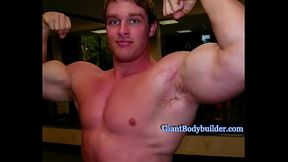 American bodybuilder showing his huge muscles