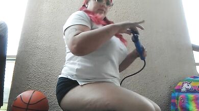 Knee High Socks Lady Gets Her Belly Bloated Hard On Camera