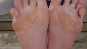 Oily creamy crossed toes