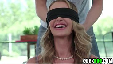 Cuckolded hubby brings a BBC for his blindfolded wife