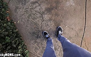 Penetrating my busty MILF stepmothers shaved pussy