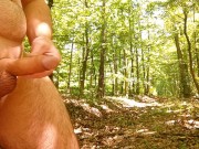 Long jerk and big cum on path in forest. Iamhornybobo