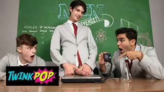 College class dick measuring contest turns into twink bareback orgy