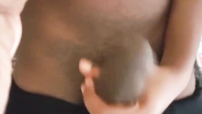 Ebony stud teases with his huge black cock and jerks off
