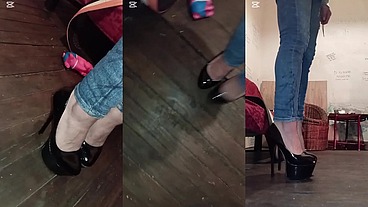 Latina en Tacones. Sexi. Pies delicados. Zapatos