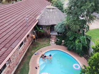 Caught a outdoor swimming pool fuckfest whilst flying my fpv drone