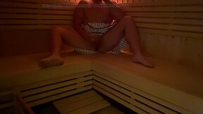 Big cock man caught masturbating in public sauna, bareback flash and solo big daddy cock