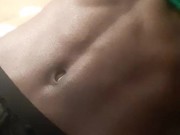 Flexing my abs and doing crunches