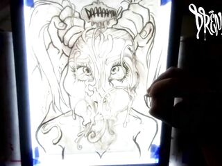 When She Manages to Fit Your Wang & Balls in Her Mouth at The Same Time - Spunk fountain Drawing Timelapse