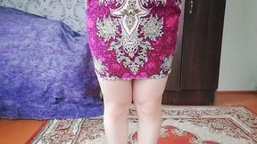 Gorgeous Sissy Showing off Glitter Lips Under Spotlight