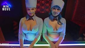 VR game turned into Real Threesome with Curvy, Big-titted Sluts