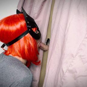 Ginger girl found glory hole homemade