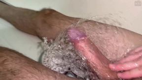 my sensitive cock cant last long with water jet - intense moaning hands free orgasm