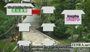 Subtitled ENF public Japanese sheer swimsuit challenge