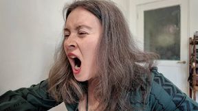 she yawning at her work place aV