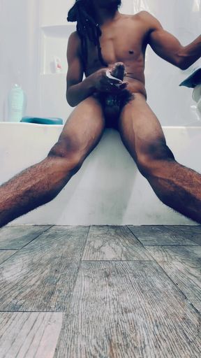 BabyFlagz Cumming all over his Creamy Long Black Dick