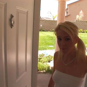 Interracial video with Brittany Angel with golden hair being