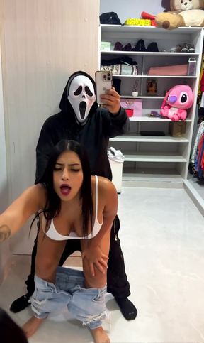 a thief in a mask looking for big tits and horney latine pussy