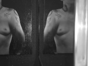 Trans Man Mirror Striptease, Nipple Play, Homemade, Texas Bad Boy