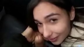 Amateur teenager gives a steamy blowjob on the crowded bus