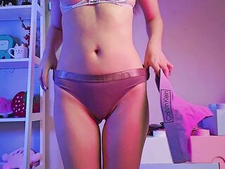 CALVIN KLEIN pants try-on redhead