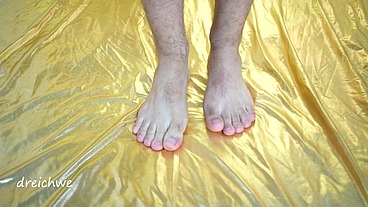 Feet with condoms