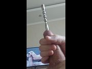 Cock sounding cumshot close up