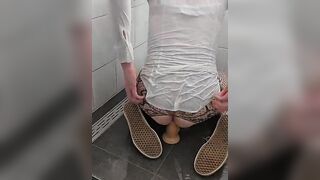 Sissy clad under douche and faux-cock have fun