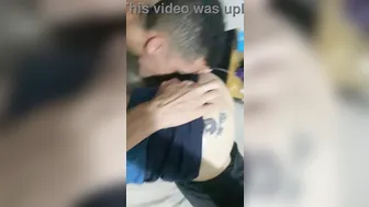 Boyfriend cums on his ass while he works at the computer